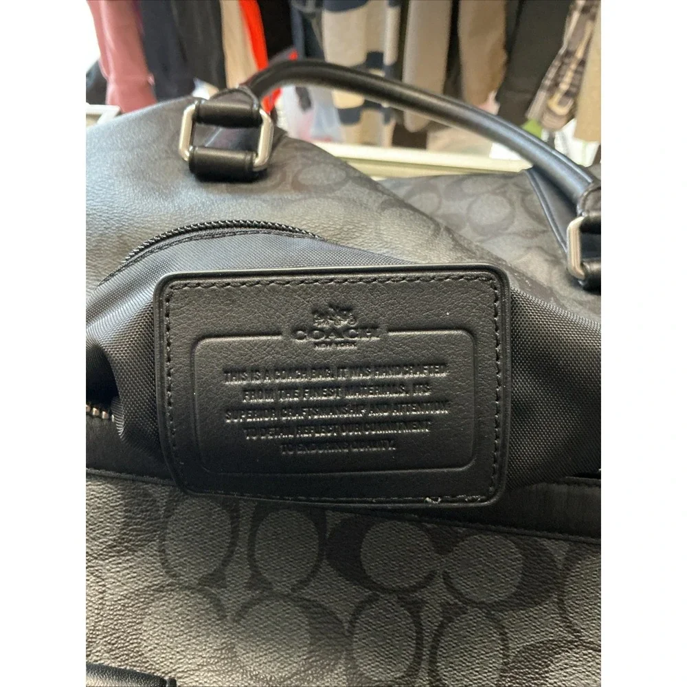 Coach Trekker Signature Black & Brown Canvas Leather Travel Duffle Bag - USED
